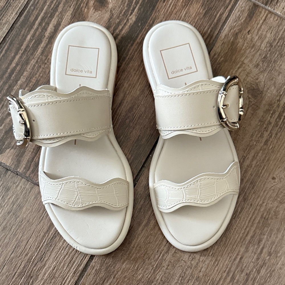 Dolce Vita Ivory Buckle Sandals